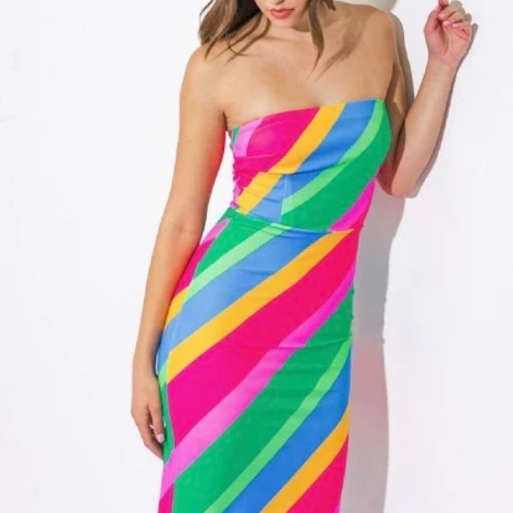 Rainbow Midi Tube Dress